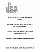 TIPO DE COMPETENCIAS APLICADAS EN MI PRACTICA DOCENTE. ALUMNO: CARLOS ANDRES BORBOA OCHOA