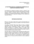 LEY DE PROTECCIÓN DE LOS DERECHOS HUMANOS DE LOS CUERPOS DE SEGURIDAD PÚBLICA.