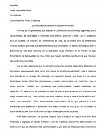 ¿La educación permite un desarrollo social?. Página 1