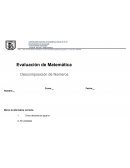 Evaluación de Matemática Descomposición de Números