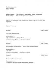 Evaluacion en linea semana 1 plan de mercadeo. Página 1