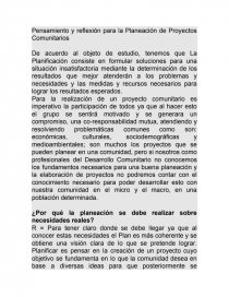 REFLEXIONANDO SOBRE LA PLANEACION Y PRINCIPIOS DEL DESARROLLO COMUNITARIO. Página 1