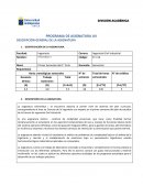 PROGRAMA DE ASIGNATURA UV DESCRIPCIÓN GENERAL DE LA ASIGNATURA