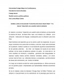 Análisis, sobre el documental "la doctrina del shock, Naomi Klein". Y la lectura "desarrollo una cuestión sobre la barbarie