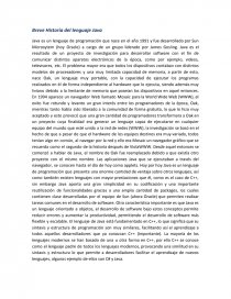 Breve Historia del lenguaje Java. Página 1