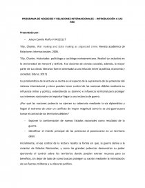 PROGRAMA DE NEGOCIOS Y RELACIONES INTERNACIONALES – INTRODUCCIÓN A LAS RRII. Página 1