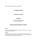 Determinar experimentalmente, utilizando dos compuestos que reaccionan entre sí, cuál de ellos se comporta como reactivo limitante.