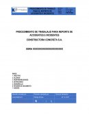 PROCEDIMIENTO DE TRABAJAJO PARA REPORTE DE ACCIDENTES E INCIDENTES CONSTRUCTORA CONCRETA S.A.