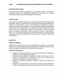 Los problemas escolares en adolescentes es un problema social, el cual afecta el rendimiento escolar y las capacidades intelectuales de los jóvenes en Colombia inclinándolos a tomar decisiones inapropiadas de convivencia.