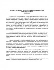 RESUMEN ESCUELA DE NEGOCIOSY CANDIDATO A PRODUCTOR VISION TRAVEL-NPEHT. Página 1