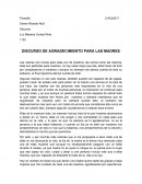 DISCURSO DE AGRADECIMIENTO PARA LAS MADRES