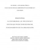 LA CONTABILIDAD, LAS INFLUENCIAS Y EFECTOS QUE PUEDE TENER DENTRO DEL FUNCIONAMIENTO DE UNA ORGANIZACIÓN