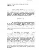 Que por medio de la presente, le hago la manifestación y le pido de su apoyo, dándome admitía en relación al nuevo acatamiento por parte de TRABAJO SOCIAL,