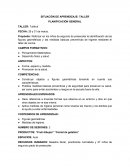 SITUACIÓN DE APRENDIZAJE: TALLER PLANIFICACIÓN GENERAL