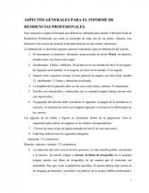 ASPECTOS GENERALES PARA EL INFORME DE RESIDENCIAS PROFESIONALES. Página 1