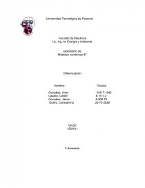 Metodos numericos ¿Qué método de diferenciación resulta más “exacto” para este caso?. Página 1