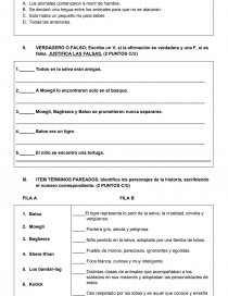 Evaluacion El Libro De La Selva Examen Barbara Santiago Gonzalez