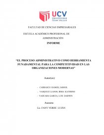 EL PROCESO ADMINISTRATIVO COMO HERRAMIENTA FUNADAMENTAL PARA LA COMPETITIVIDAD EN LAS ORGANIZACIONES MODERNAS. Página 1