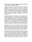 Politica de promoción y desarrollo integral de las mujeres