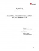 DESARROLLO DE EJERCICIOS UNIDAD 1 GEOMETRIA ANALITICA