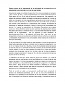 Ensayo acerca de la importancia de la psicología de la educación en mi desempeño como docente en el nivel en que trabajo