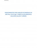 PROCEDIMIENTOS PARA ANÁLISIS DE MINERALES DE ORO (Au), PLATA (Ag) Y COBRE (Cu