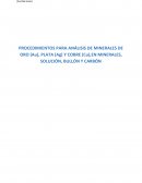 PROCEDIMIENTOS PARA ANÁLISIS DE MINERALES DE ORO (Au), PLATA (Ag) Y COBRE (Cu