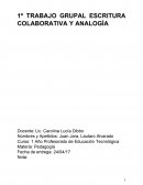 Trabajo grupal. Escritura colaborativa y analogía