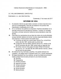 El presente informe es para darle a conocer un breve resumen de lo que es mi autobiografía. Para ello me basaré en los puntos más importantes o destacados de mi vida.. Página 1