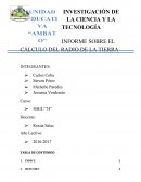 INFORME SOBRE EL CÁLCULO DEL RADIO DE LA TIERRA