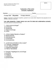 Evaluación 1 Plan Lector Tranquila Tragaleguas. Página 1