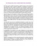 Factores del comportamiento del consumidor.