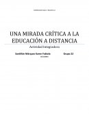 EXPRECION ORAL Y ESCRITA II UNA MIRADA CRÍTICA A LA EDUCACIÓN A DISTANCIA
