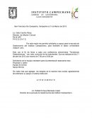 Por este medio me permito solicitarle su apoyo para la escuela de Gastronomía del Instituto Campechano, para facilitarle el teatro universitario Joaquín Lanz.