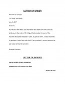 LETTER OF ORDER