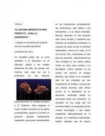 EL SISTEMA IMPERFECTO MAS PERFECTO PARA LA IGNORANCIA. Página 1