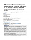 Eficacia de la fisioterapia temprana para prevenir el linfedema después de la cirugía para el cáncer de mama