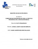COMPETENCIAS PROFESIONALES PARA LA PRÁCTICA PEDAGÓGICA EN LA EDUCACIÓN BÁSICA Tacto pedagógico