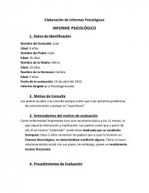 Un Ejemplo de Informe Psicológico Educacional - Informes - nicole012