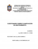 CUESTIONARIO SOBRE PLANIFICACIÓN DE MANTENIMIENTO