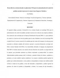 Desarrollo de un sistema basado en aplicaciones Web para la automatización del control de pedidos asociado al proceso de ventas de una Empresa Cafetalera. Página 1