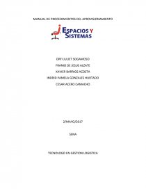 MANUAL DE PROCEDIMIENTOS DEL APROVISIONAMIENTO. Página 1