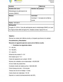 Metodología de optimización de proceso (DMAIC) Concepto de la fábrica oculta. Página 1