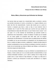 Ensayo del libro Método Lean Startups. Página 1