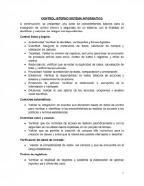 CONTROL INTERNO SISTEMA INFORMATICO. Página 1