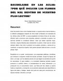 BAUDELAIRE EN LAS AULAS: ¿POR QUÉ INCLUIR LAS FLORES DEL MAL DENTRO DE NUESTRO PLAN LECTOR?