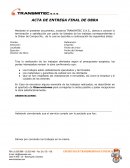 UNA NUEVA ACTA DE ENTREGA FINAL DE OBRA