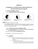 Capítulo 14 Los impuestos y sus efectos sobre la determinación de la estructura financiera de la empresa