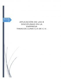 APLICACIÓN DE LAS 8 DISCIPLINAS EN LA EMPRESA TINACOS LUNA. Página 1