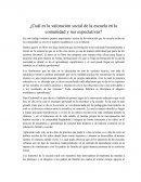 ¿Cuál es la valoración social de la escuela en la comunidad y sus expectativas?